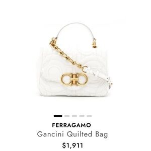 Authentic Salvatore Ferragamo White Quilted Shoulder Bag